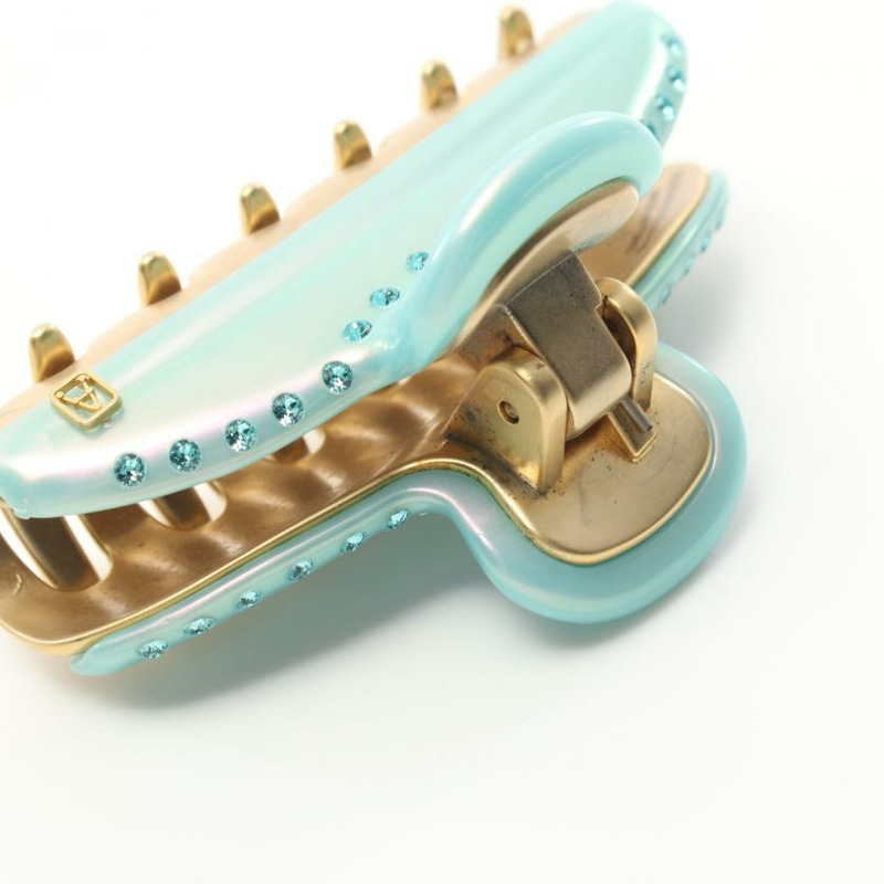 【日本直送】 Alexandre de Paris 亞歷山大 德 巴黎 髮夾 髮飾 水鑽 淺藍色 金色-4