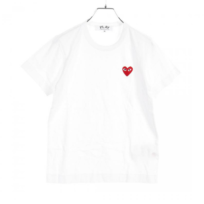【日本直送】 PLAY COMME des GARCONS 玩 康美 德斯 加康斯 T恤 心型貼片 棉布 白色-0