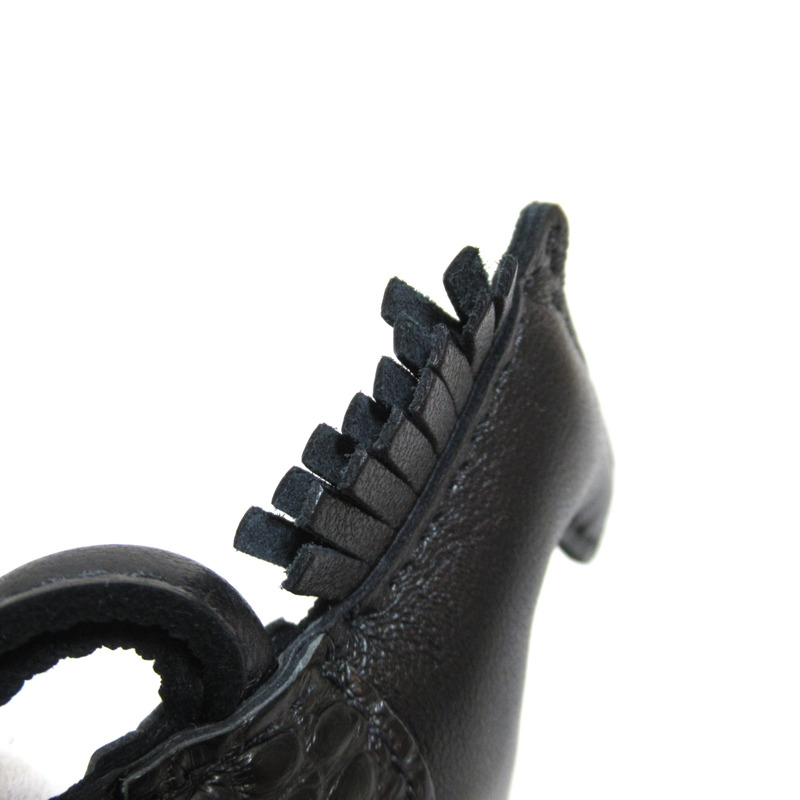 【日本直送】HERMES Rodeo 小號包吊飾 Agneau milo 皮革 短吻鱷魚皮 黑色 二手男女通用-6