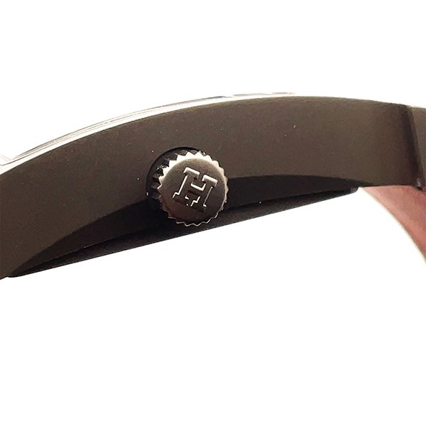 （已售出）HERMES灰黑色鈦金屬 H HEURE 大H機械腕錶34MM HH5.841-2