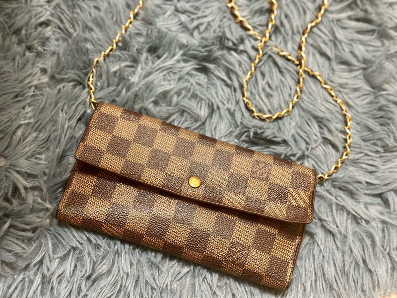 🔥甜價出清🔥9新 #lv 經典 #棋盤格 #斜背 #長夾 #woc-1