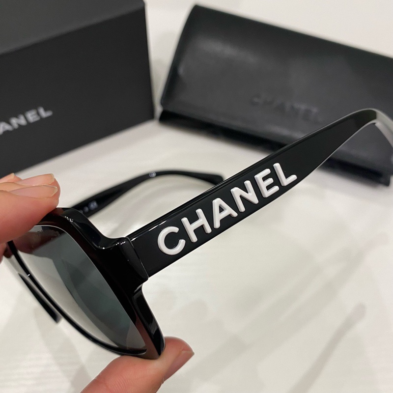 Chanel ch5408 白字黑框太陽眼鏡-0