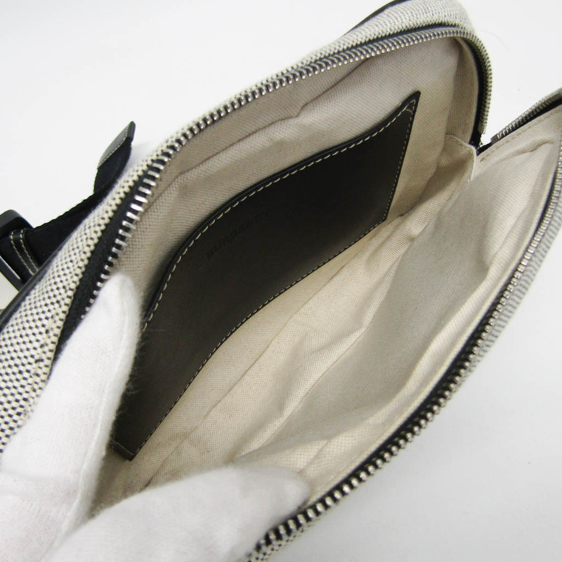 【日本直送】Burberry HORSEFERRY 印花棉帆布腰包 8038902 男士，女士帆布，皮革斜背包黑色，灰白色-2