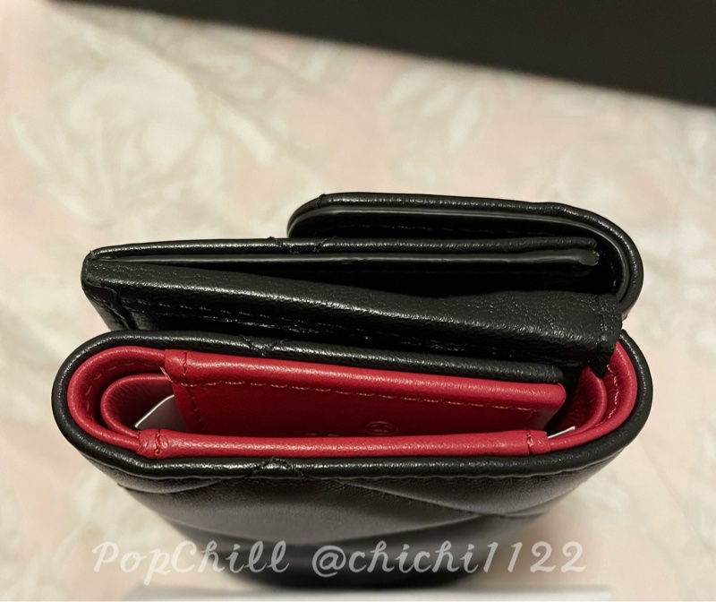 Chanel 19 mini 三折短夾 黑金 全新-11