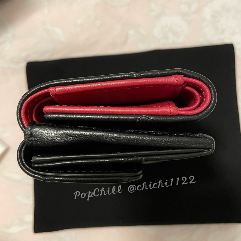 Chanel 19 mini 三折短夾 黑金 全新-20