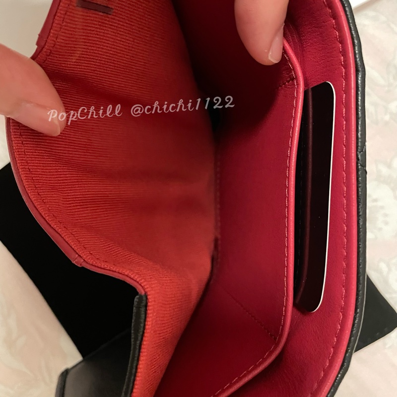 Chanel 19 mini 三折短夾 黑金 全新-23