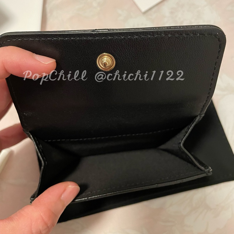 Chanel 19 mini 三折短夾 黑金 全新-24