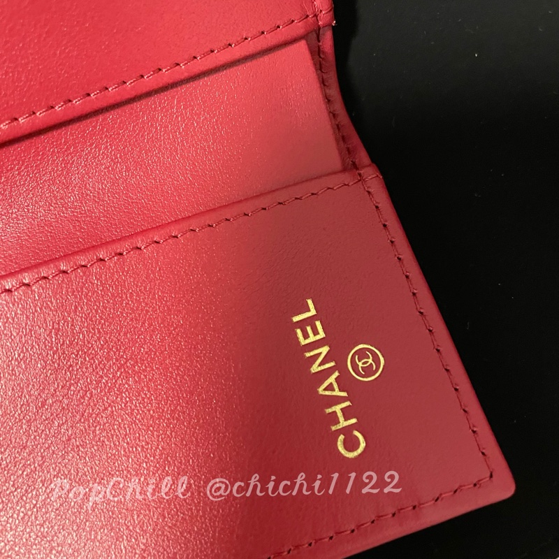 Chanel 19 mini 三折短夾 黑金 全新-35