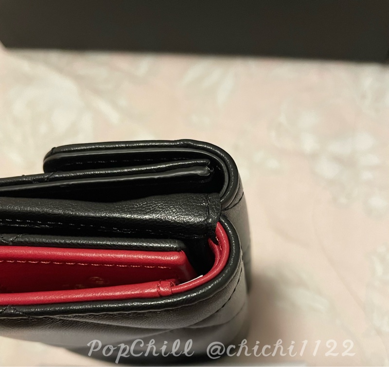 Chanel 19 mini 三折短夾 黑金 全新-8