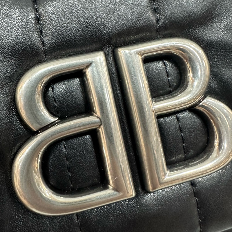Hoshi同款🐯Balenciaga 765945黑牛皮銀釦Monaco斜背包中號-25
