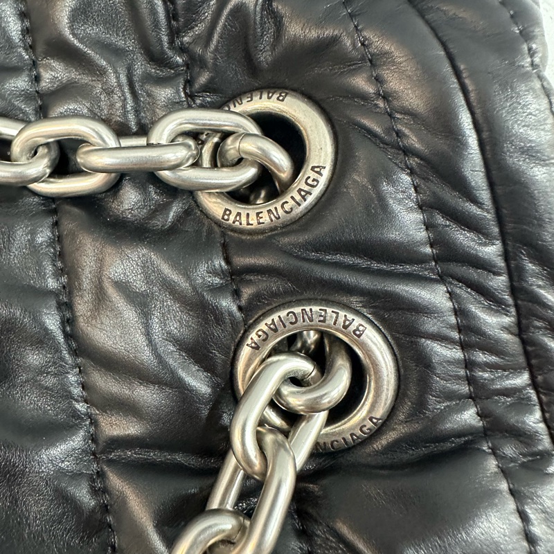 Hoshi同款🐯Balenciaga 765945黑牛皮銀釦Monaco斜背包中號-52