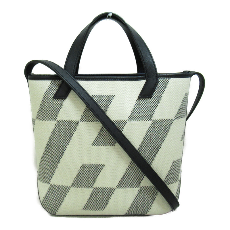 【日本直送】HERMES H en Vie PM 單肩托特包 Z Swift 皮革 H 印花布 米色 黑色 二手-0