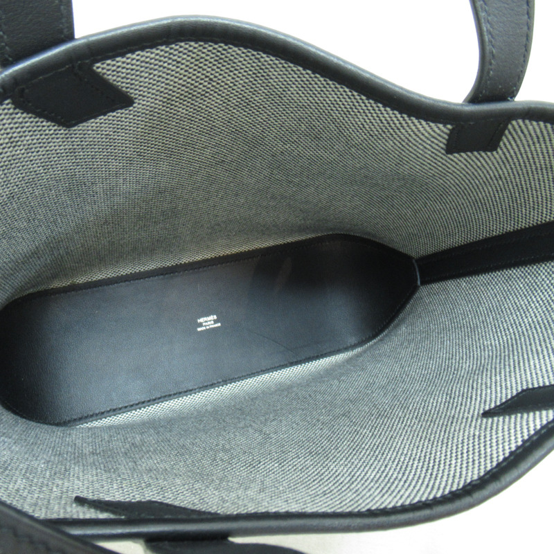 【日本直送】HERMES H en Vie PM 單肩托特包 Z Swift 皮革 H 印花布 米色 黑色 二手-4