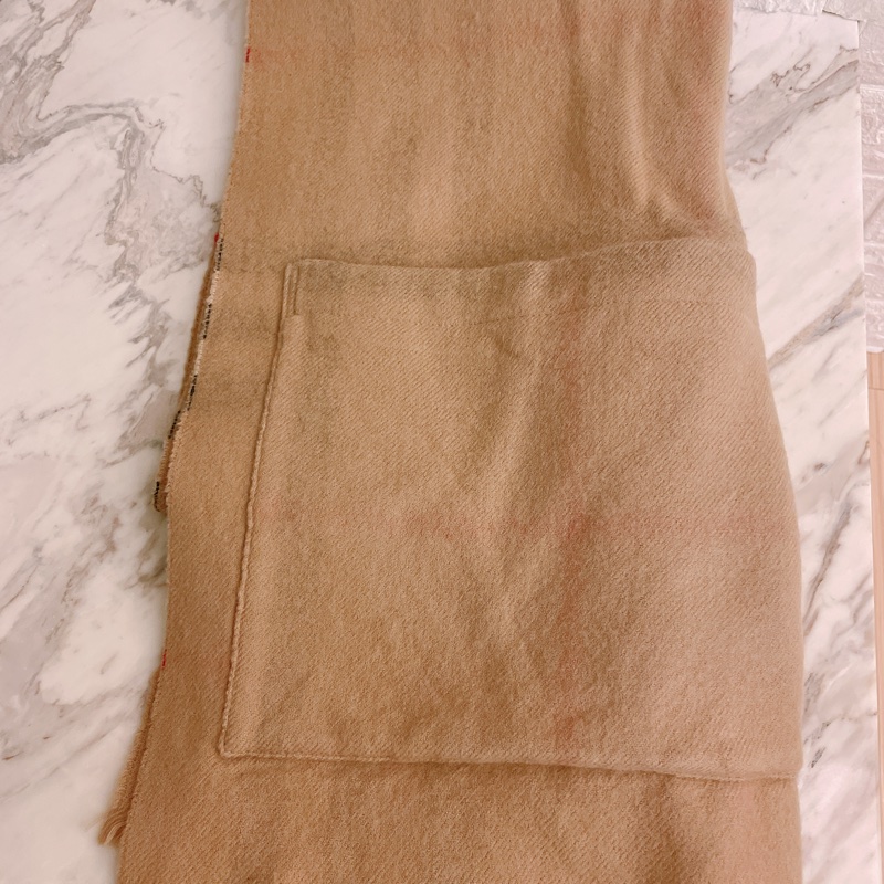 近新正品✨BURBERRY高質感美麗諾羊毛經典大格紋雙面造型口袋披肩/圍巾-3