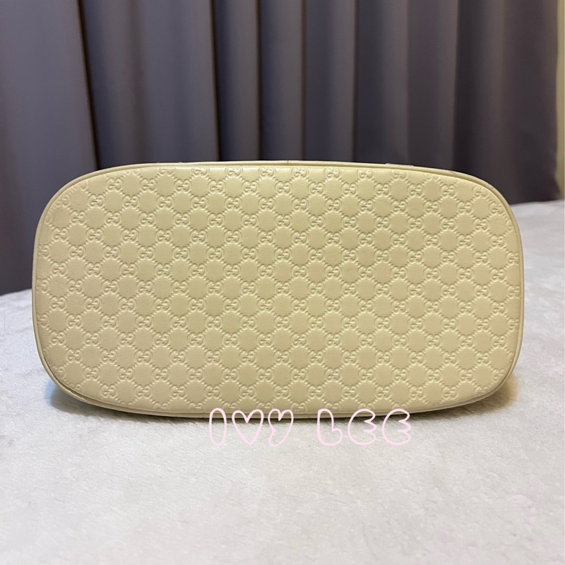 GUCCI 古馳(已售出)449654 經典Guccissima 壓紋 手提/斜背 兩用貝殼包 經典白色 二手精品-2
