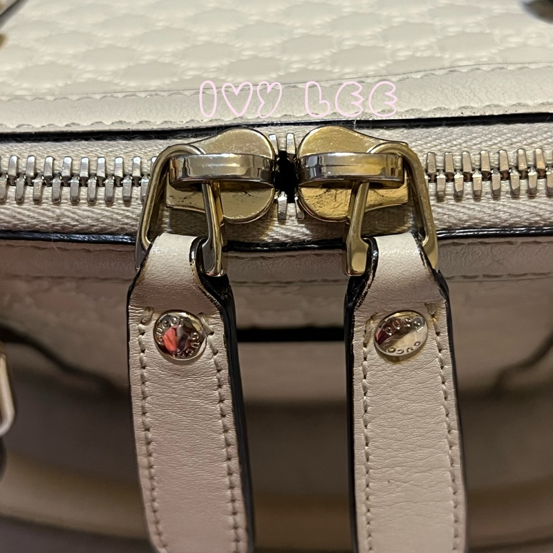 GUCCI 古馳(已售出)449654 經典Guccissima 壓紋 手提/斜背 兩用貝殼包 經典白色 二手精品-4