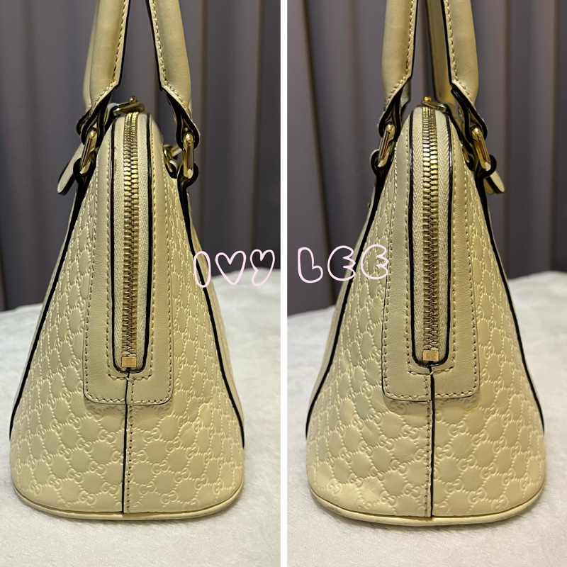 GUCCI 古馳(已售出)449654 經典Guccissima 壓紋 手提/斜背 兩用貝殼包 經典白色 二手精品-15