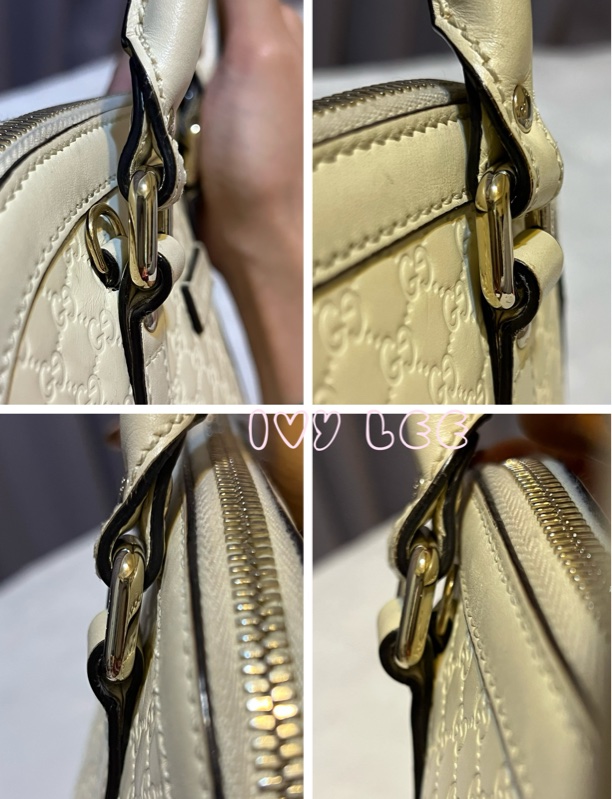 GUCCI 古馳(已售出)449654 經典Guccissima 壓紋 手提/斜背 兩用貝殼包 經典白色 二手精品-28