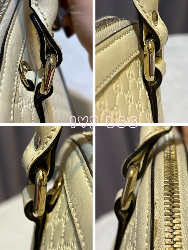 GUCCI 古馳(已售出)449654 經典Guccissima 壓紋 手提/斜背 兩用貝殼包 經典白色 二手精品-29