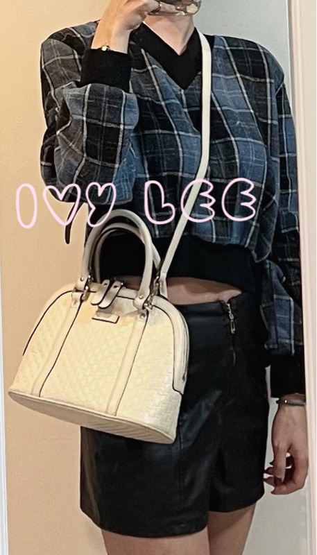 GUCCI 古馳(已售出)449654 經典Guccissima 壓紋 手提/斜背 兩用貝殼包 經典白色 二手精品-30