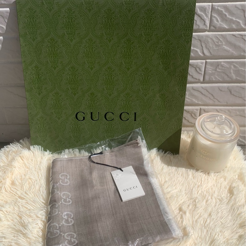 Gucci雙G燕麥色圍巾-4