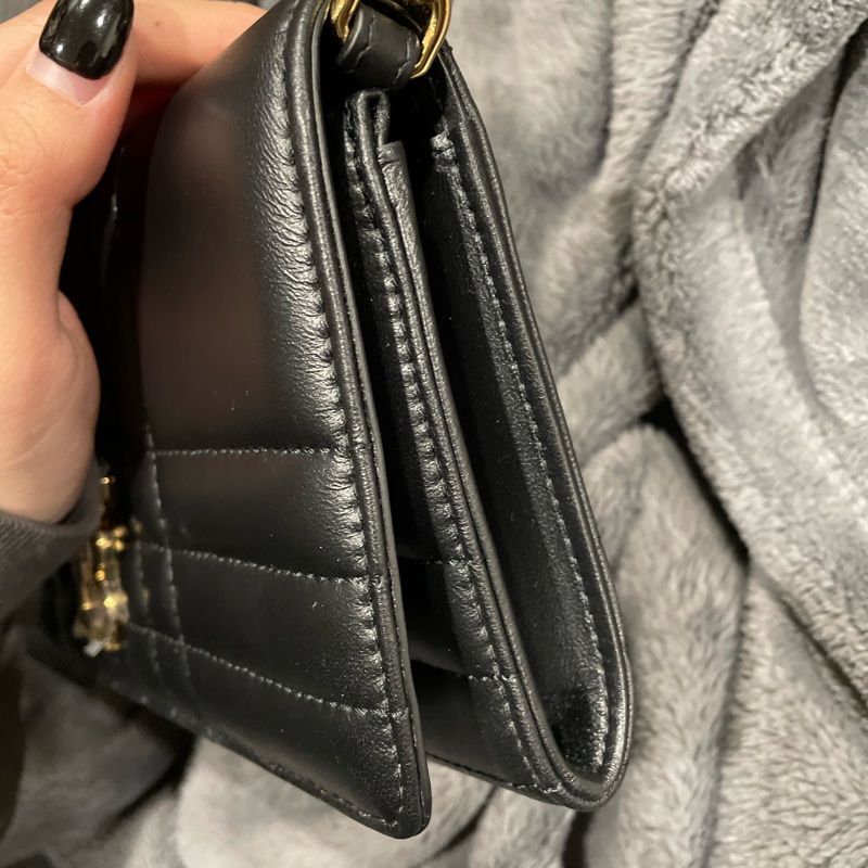 BURBERRY 經典Lola系列TB LOGO格紋绗缝小羊皮WOC斜背包(黑色)-10