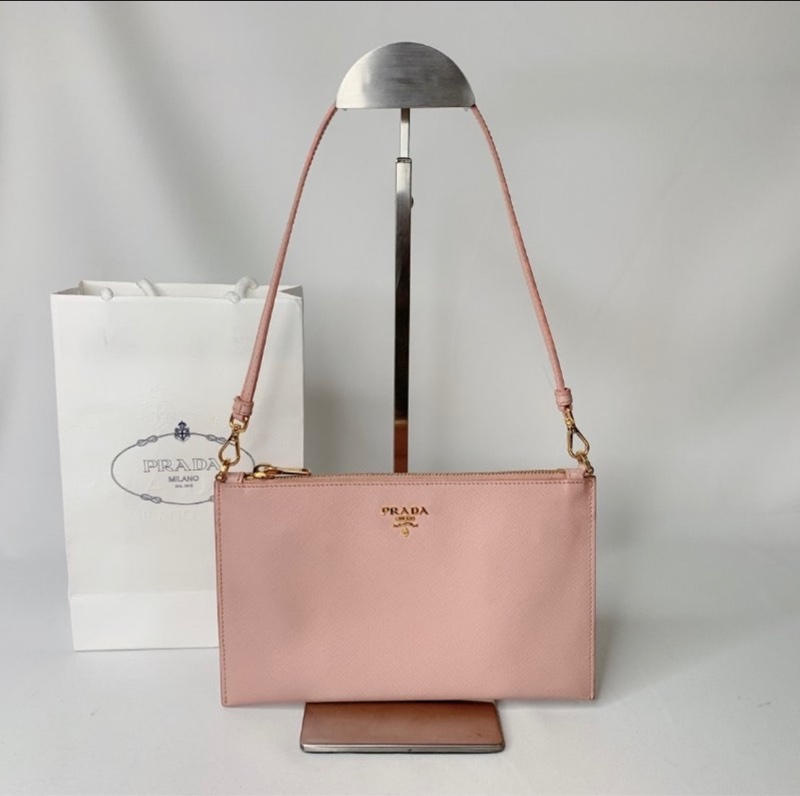 PRADA 防刮牛皮手拿單肩包-0