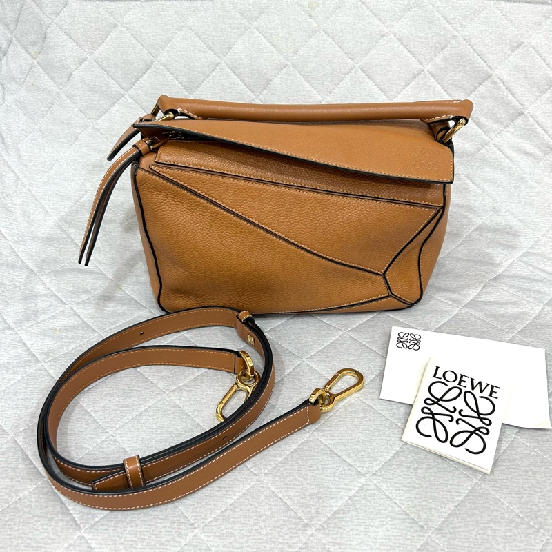 Loewe puzzle small 小號 焦糖棕 手提肩背兩用包 小牛皮-0