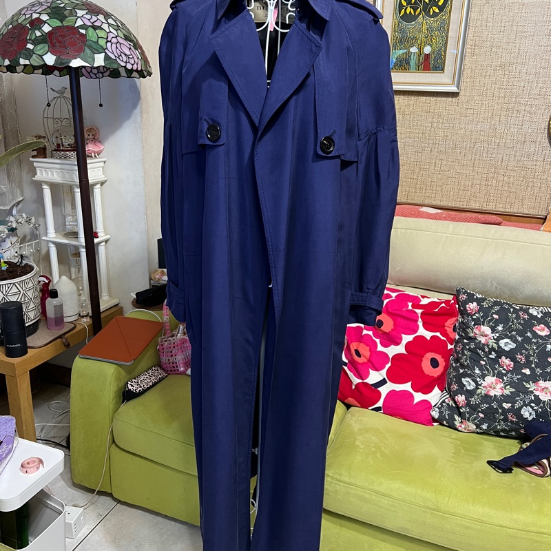 Burberry 全絲長風衣UK10號-3
