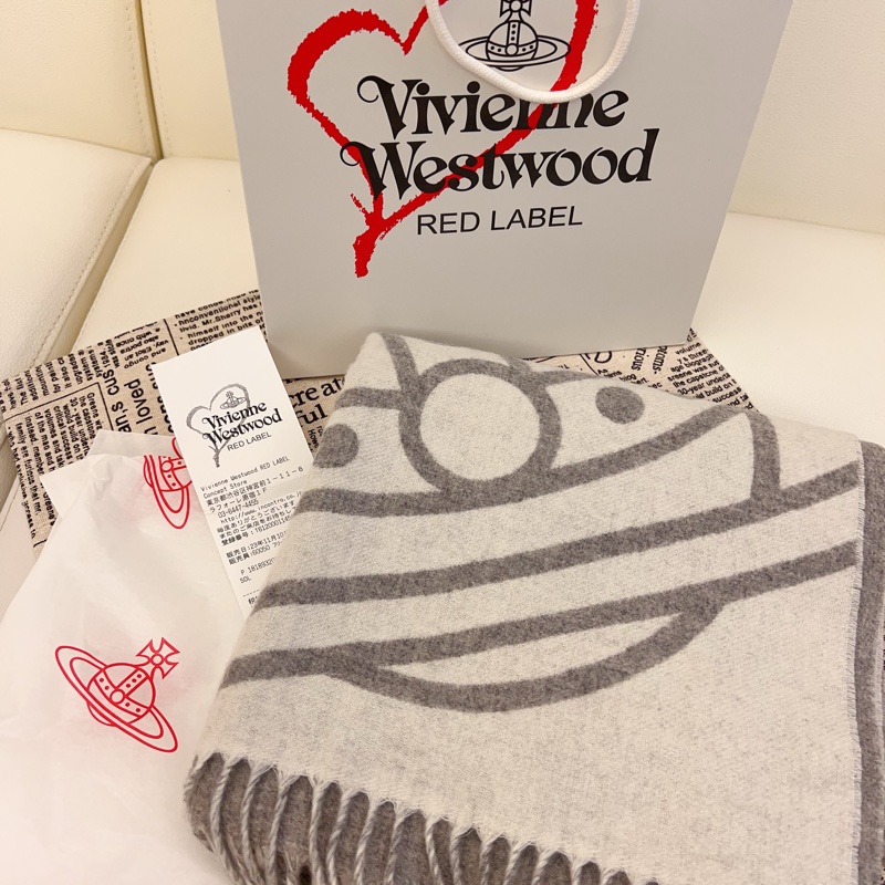 全新 Vivienne Westwood 西太后 爆款圍巾 白灰-0