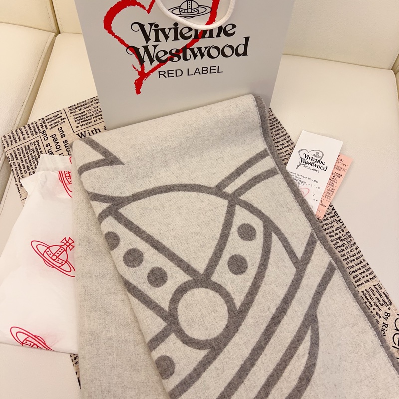 全新 Vivienne Westwood 西太后 爆款圍巾 白灰-1