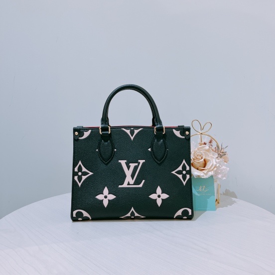 LOUIS VUITTON ONTHEGO PM 手提包斜挎包黑色老花紋SIZE BLACK-1