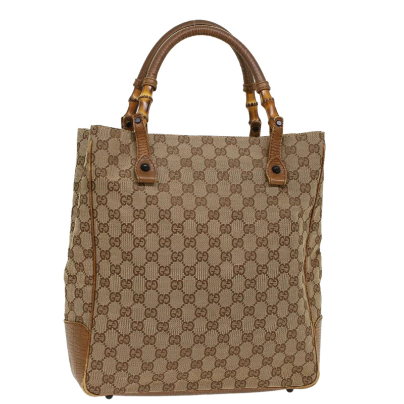 【日本直送】GUCCI GG 帆布竹節手提包米色 112530 正品 54011-0