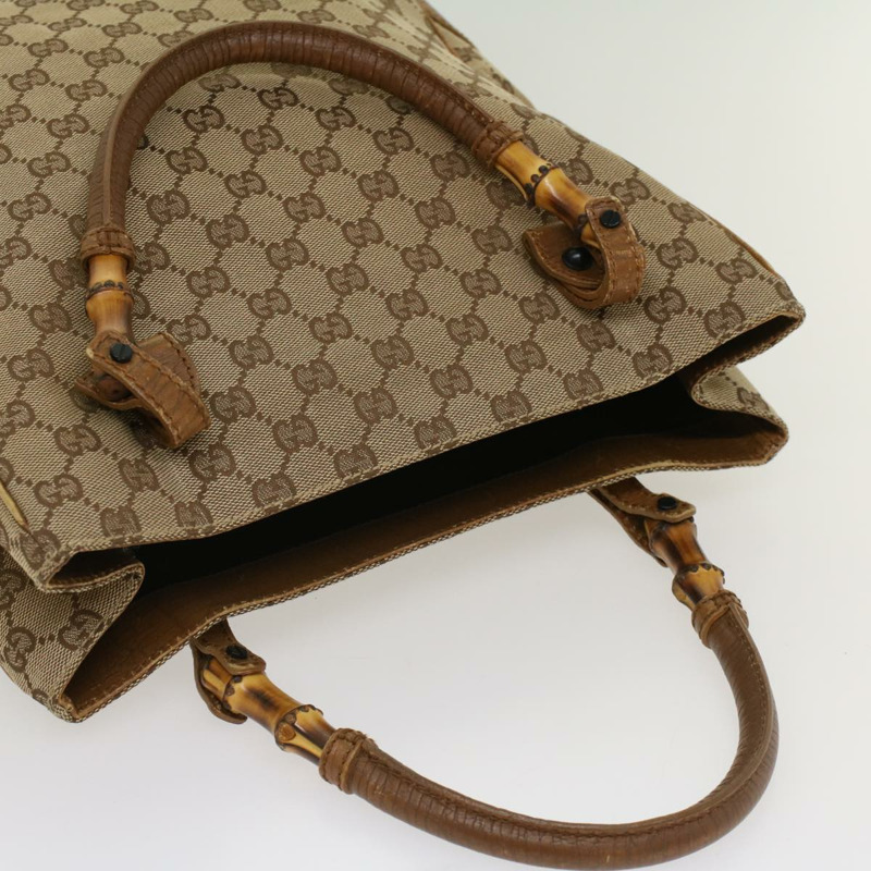 【日本直送】GUCCI GG 帆布竹節手提包米色 112530 正品 54011-5