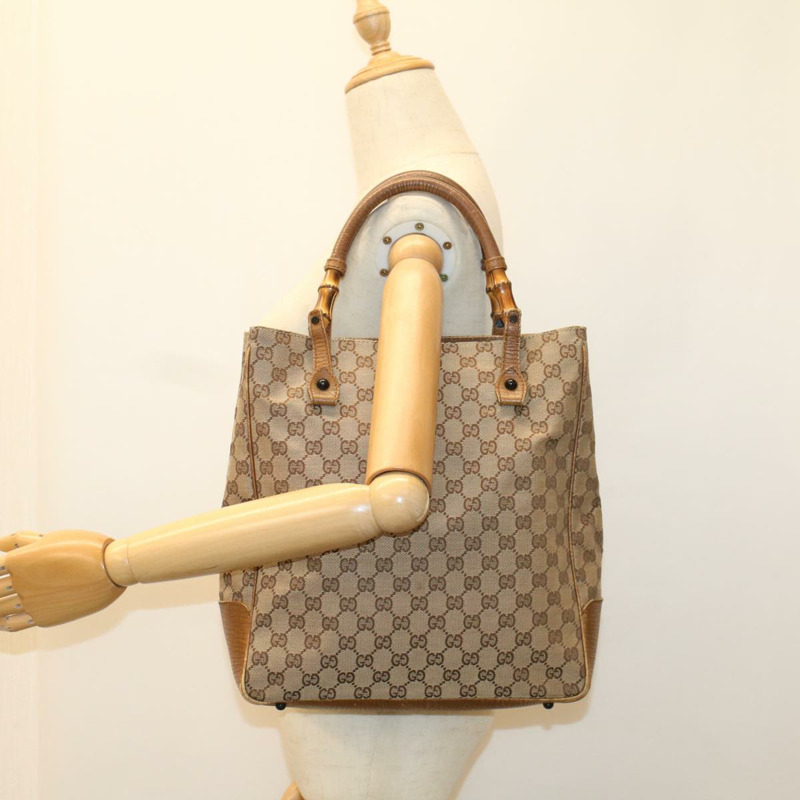 【日本直送】GUCCI GG 帆布竹節手提包米色 112530 正品 54011-19