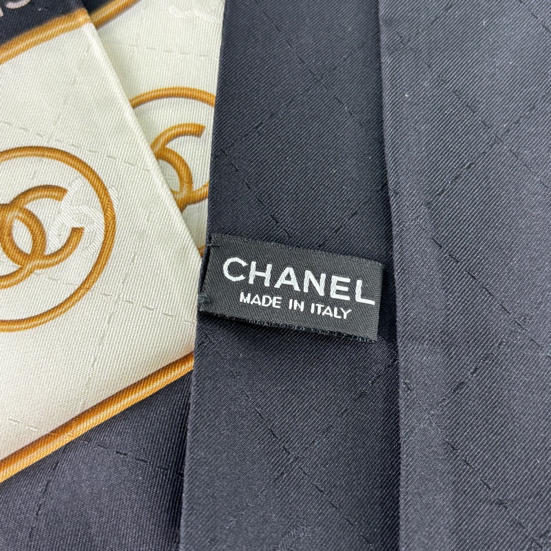 Chanel黑白金雙C字母logo絲巾 twilly-7