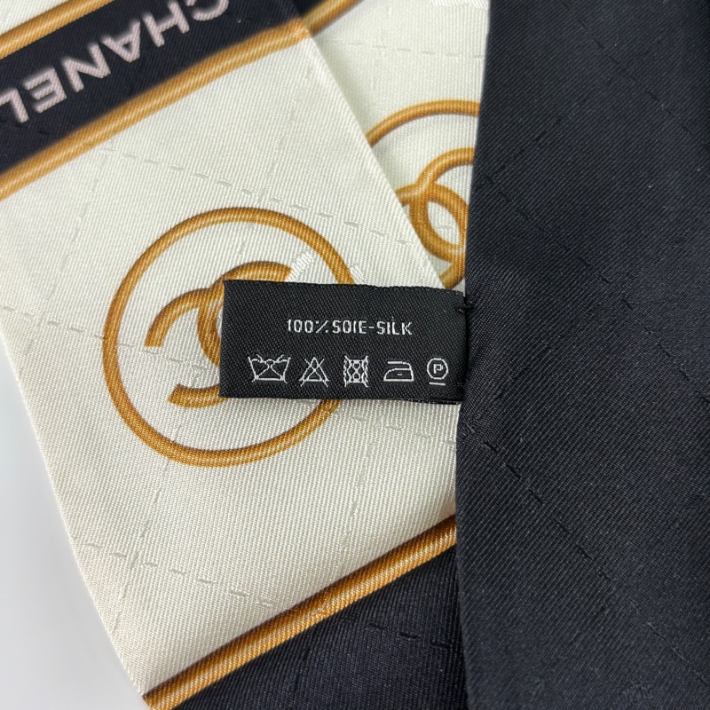 Chanel黑白金雙C字母logo絲巾 twilly-8