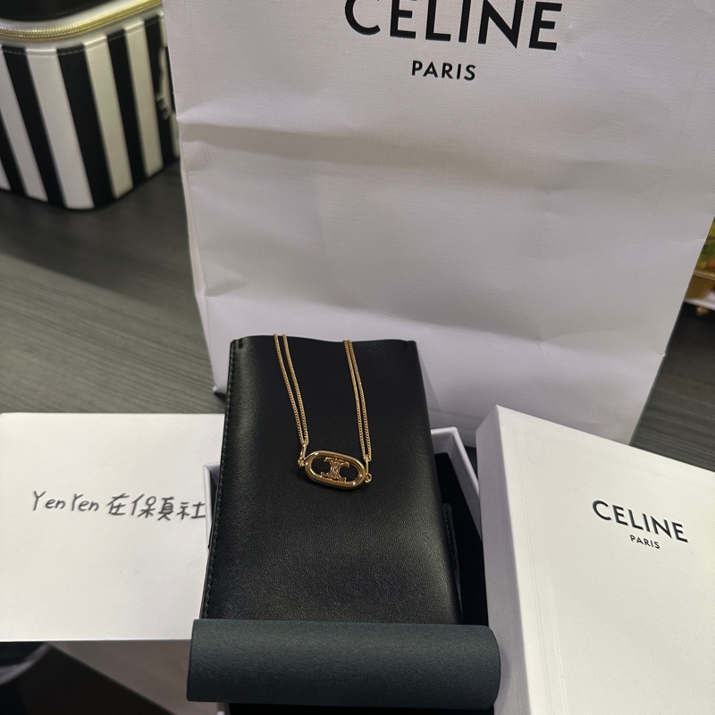 Celine金色黃銅TRIOMPHE頸鍊-0