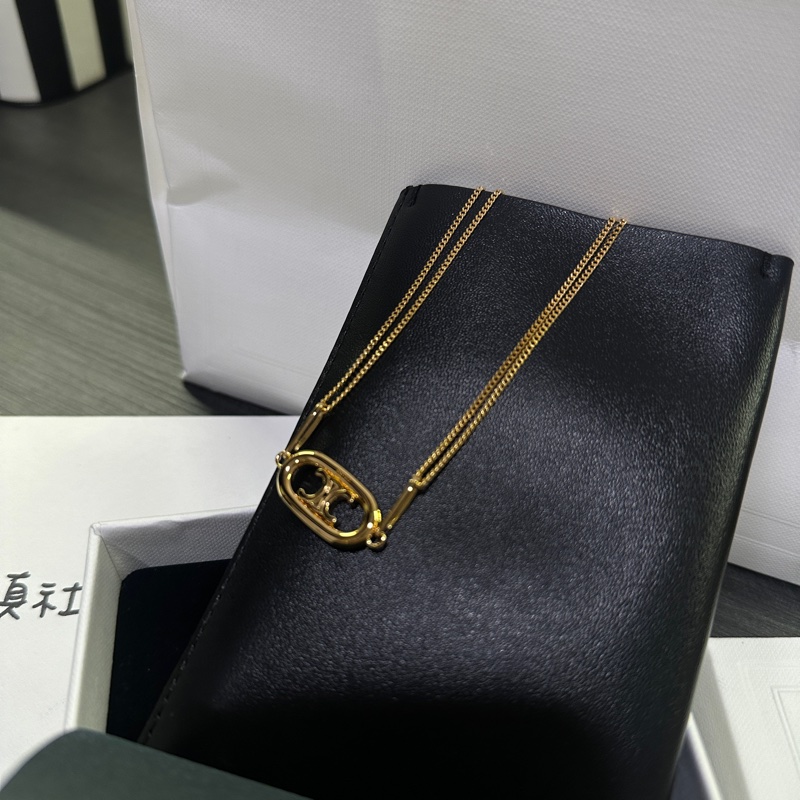 Celine金色黃銅TRIOMPHE頸鍊-2