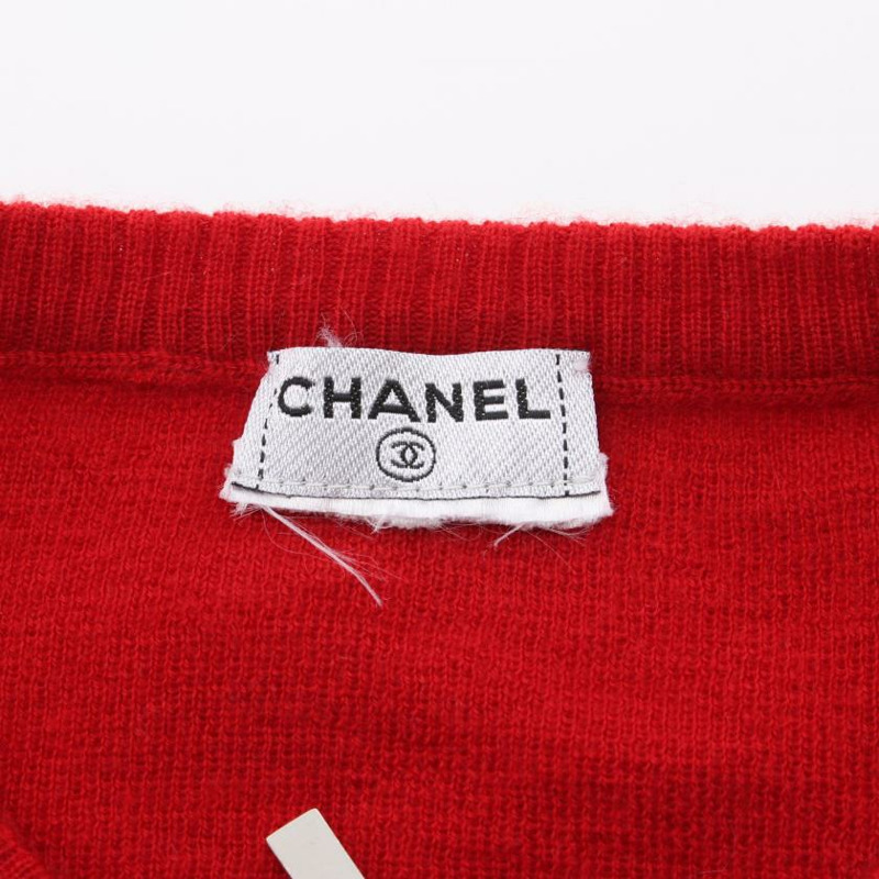【日本直送】 CHANEL 香奈兒 拉鍊式 背心 羊絨 紅色-2