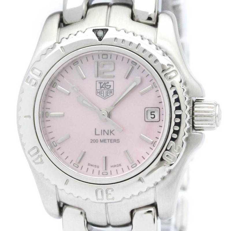 【日本直送】拋光 TAG HEUER Link 粉紅色 MOP 錶盤鋼石英女士手錶 WT141M BF565078-0