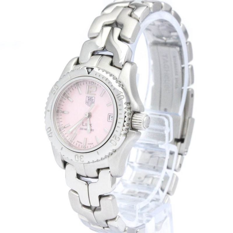 【日本直送】拋光 TAG HEUER Link 粉紅色 MOP 錶盤鋼石英女士手錶 WT141M BF565078-1