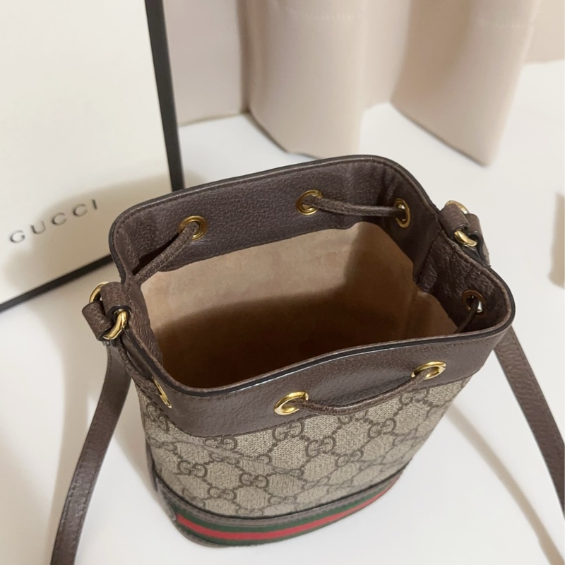 ［實品實拍］gucci 水桶包 二手 8.5成新 附盒子 保固卡 精品品牌 古馳 老花 名牌包 情人節 正品 側背包-3