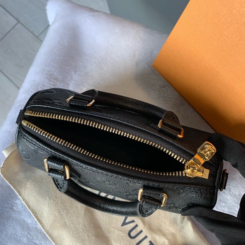 Louis Vuitton Monogram Nano Speedy壓紋牛皮二用包（黑色）M82450-8