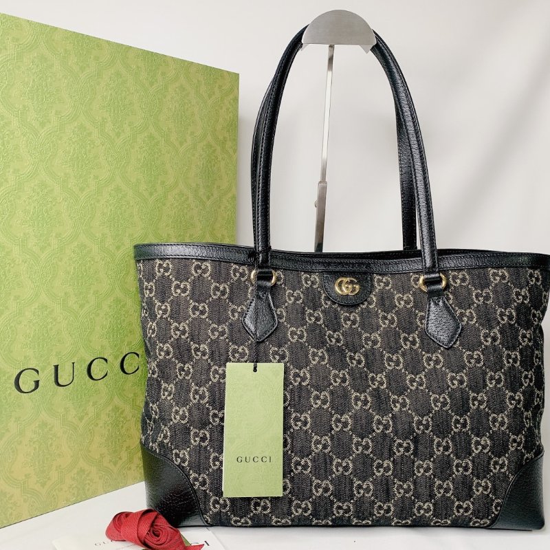 GUCCI 黑色牛仔布托特包-0