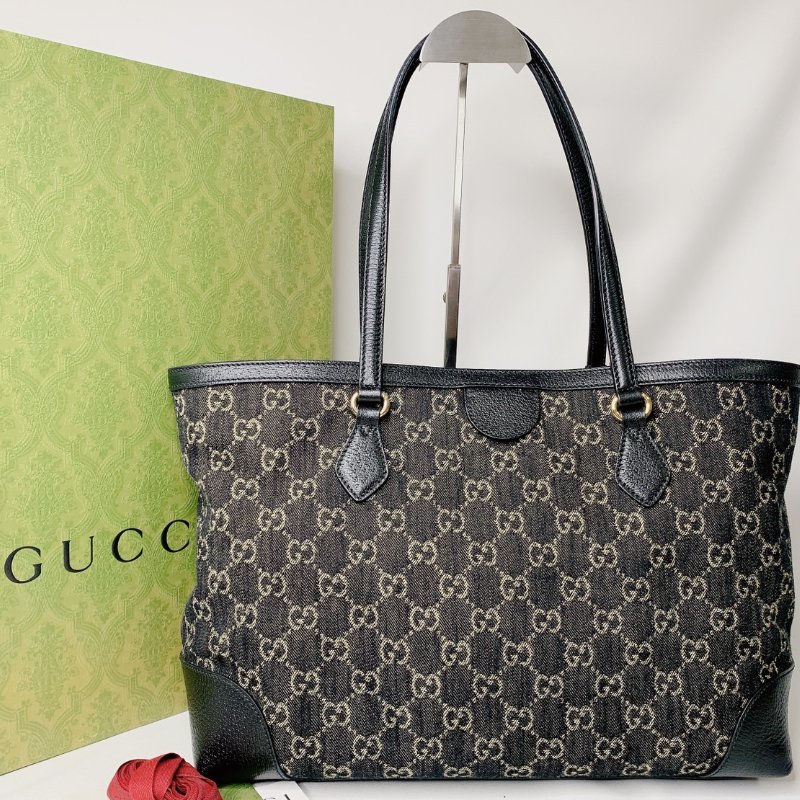 GUCCI 黑色牛仔布托特包-1