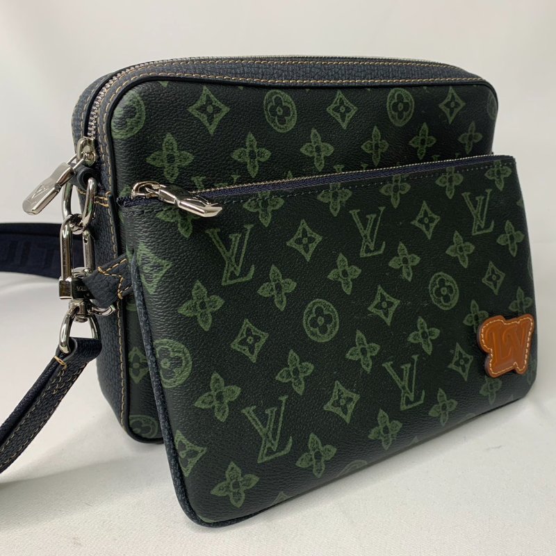 LV TRIO三合一綠花郵差包-3