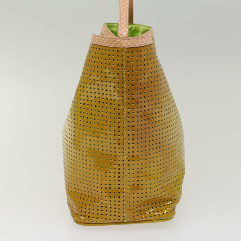 【日本直送】FENDI 沖孔手提包漆皮黃色正品 yk8587-3