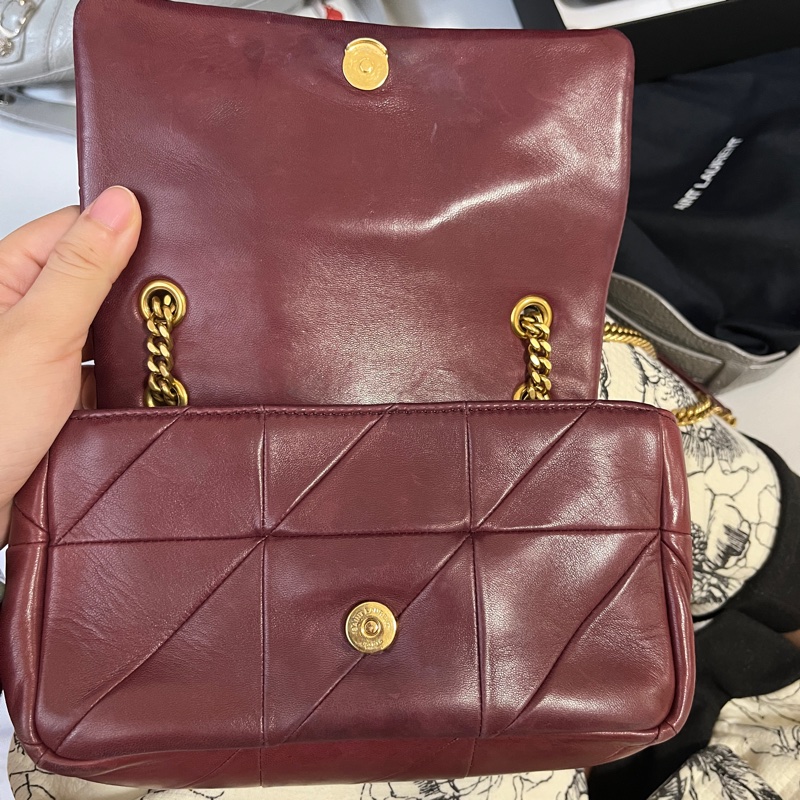 YSL Jamie Bag   酒紅金鍊包-8