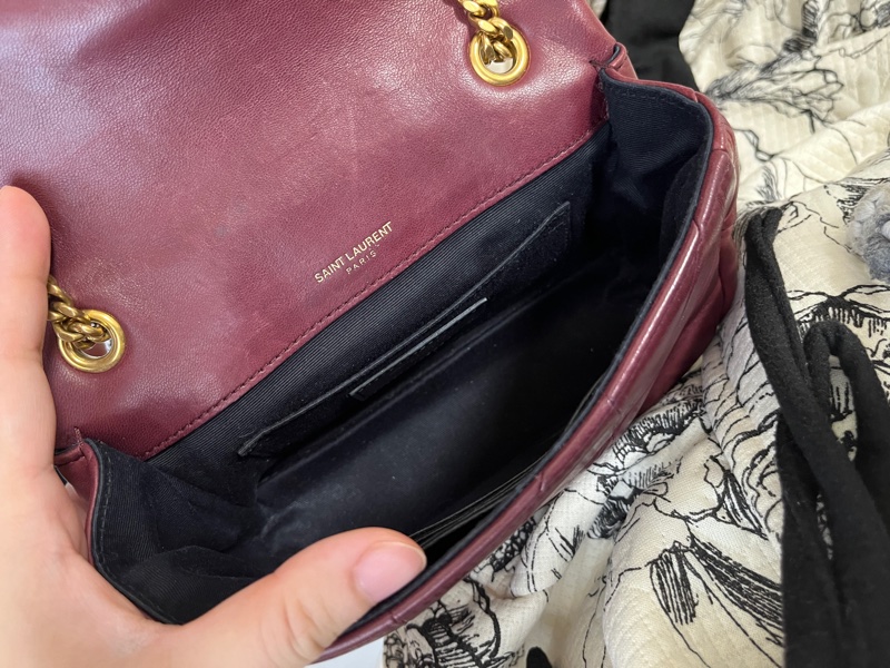 YSL Jamie Bag   酒紅金鍊包-9